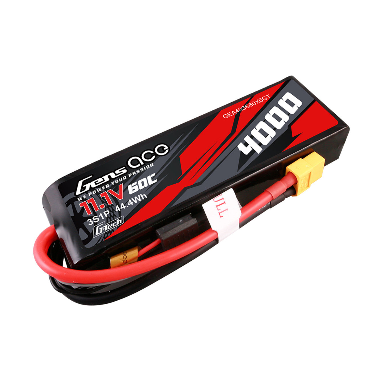 GEA403S60X6GT Gens ace 4000mAh 3S 60C 11.1V G-Tech Lipo Battery Pack with XT60 Plug