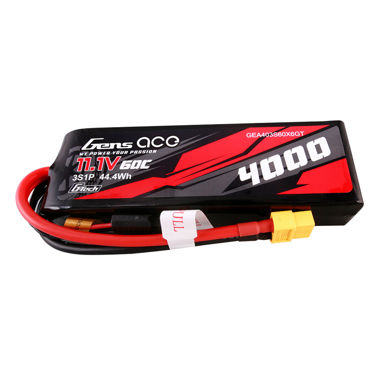 GEA403S60X6GT Gens ace 4000mAh 3S 60C 11.1V G-Tech Lipo Battery Pack with XT60 Plug