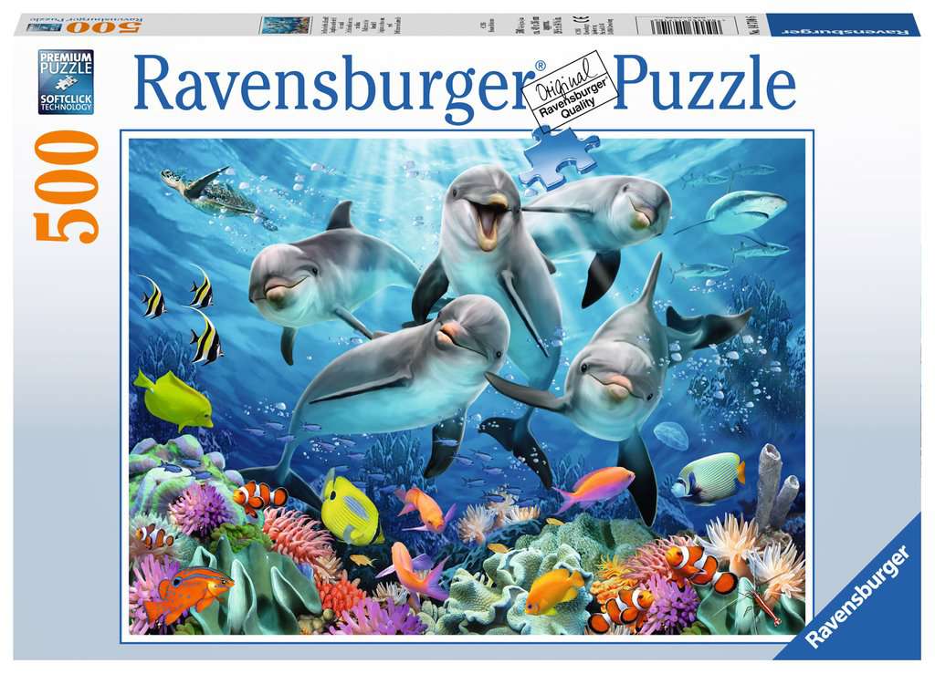 Dolphins in the Coral Reef 500-Piece Puzzle Old