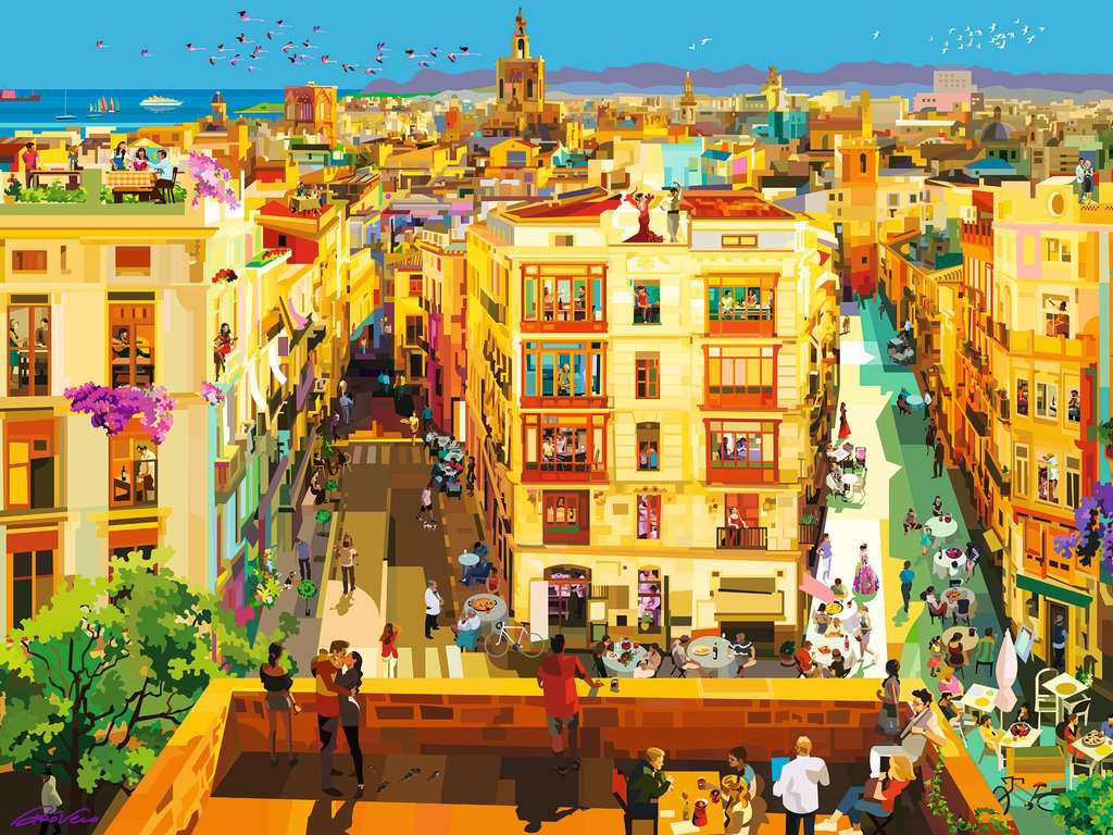 Dining in Valencia 1500-Piece Puzzle Old