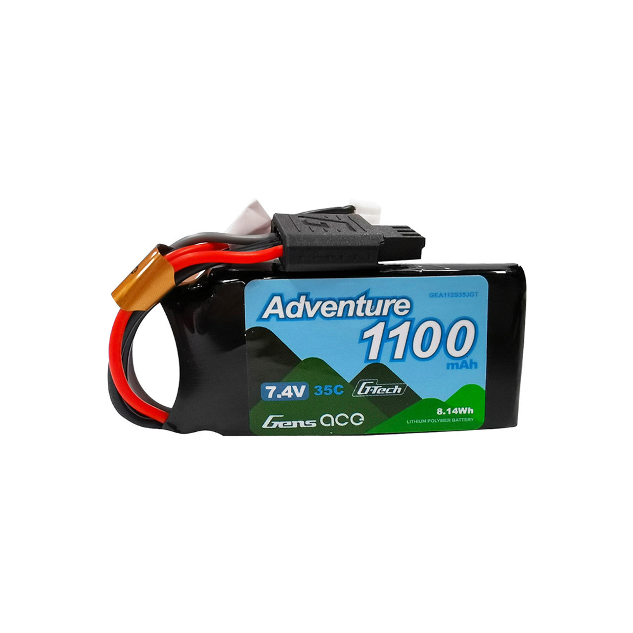 Pack de batteries Lipo Gens ace 1100mAh 2S 35C 7.4V G-tech Adventure avec prise JST-PHR