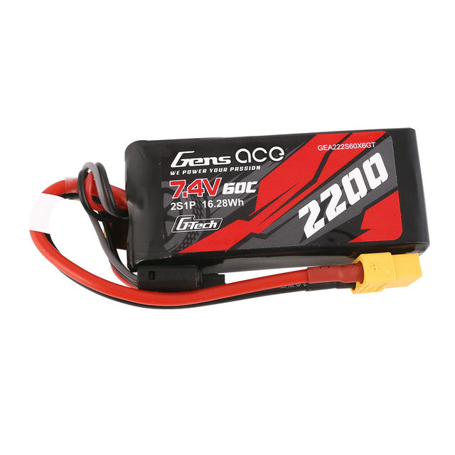 GEA222S60X6GT Gens Ace 2200mah 2S 60C 7.4V G-Tech Lipo Battery Pack With XT60 Plug