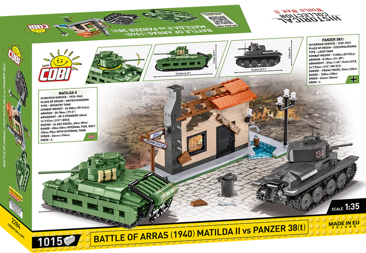 COBI-2284 COBI 1015 pièces HC seconde guerre mondiale 2284/PANZER 38 (T) &amp; MATILDA