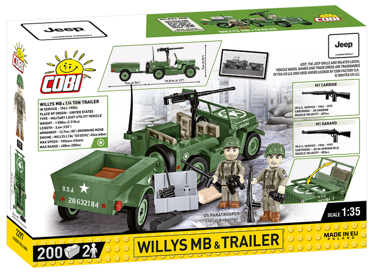 COBI-2297 JEEP Willys MB Véhicule et remorque