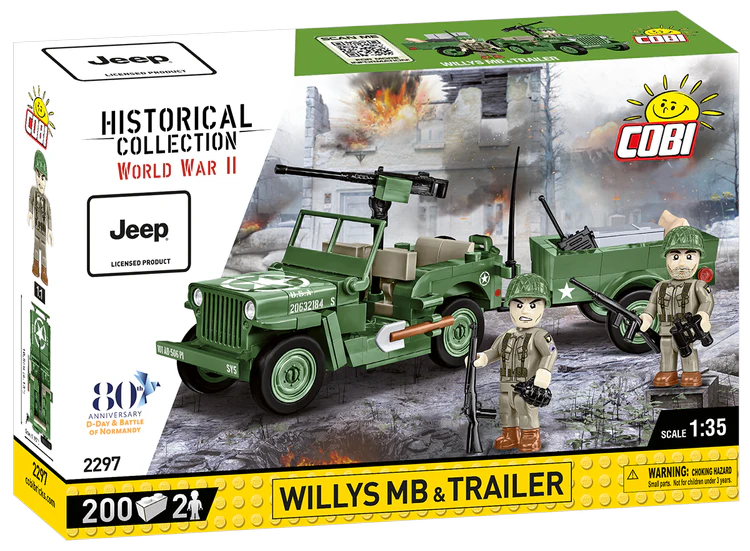 COBI-2297 JEEP Willys MB Vehicle and Trailer ***Damaged Box***