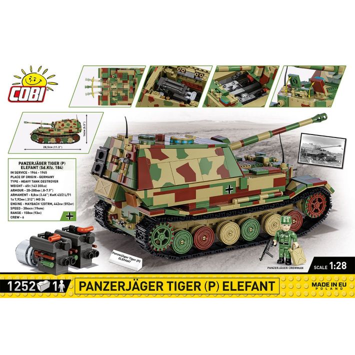 COBI-2582 COBI 1252 PCS HC WWII /2582/ PANZERJAGER TIGER(P) ELEFANT