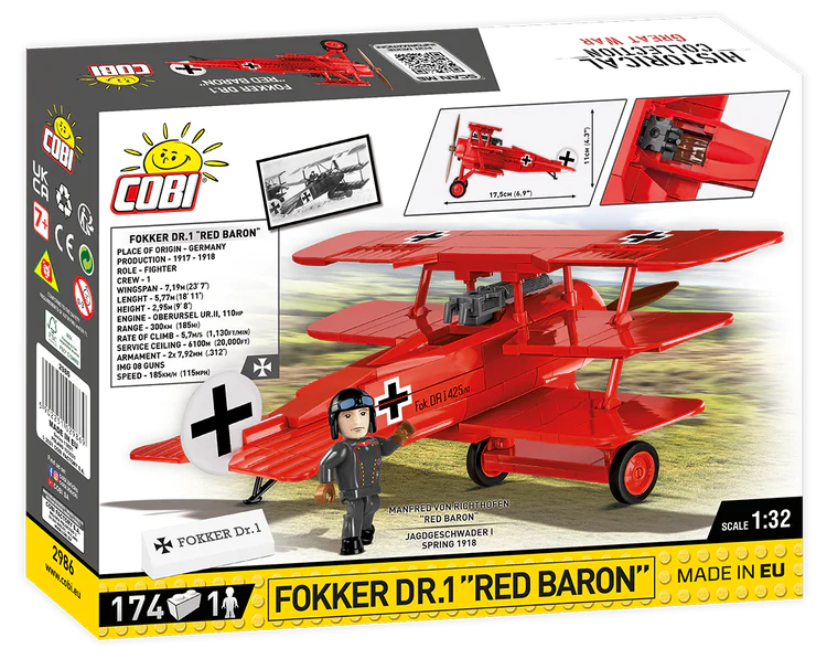 COBI-2986 COBI 174 PCS HC GREAT WAR /2986/FOKKER Dr. 1 ''Red Baron''