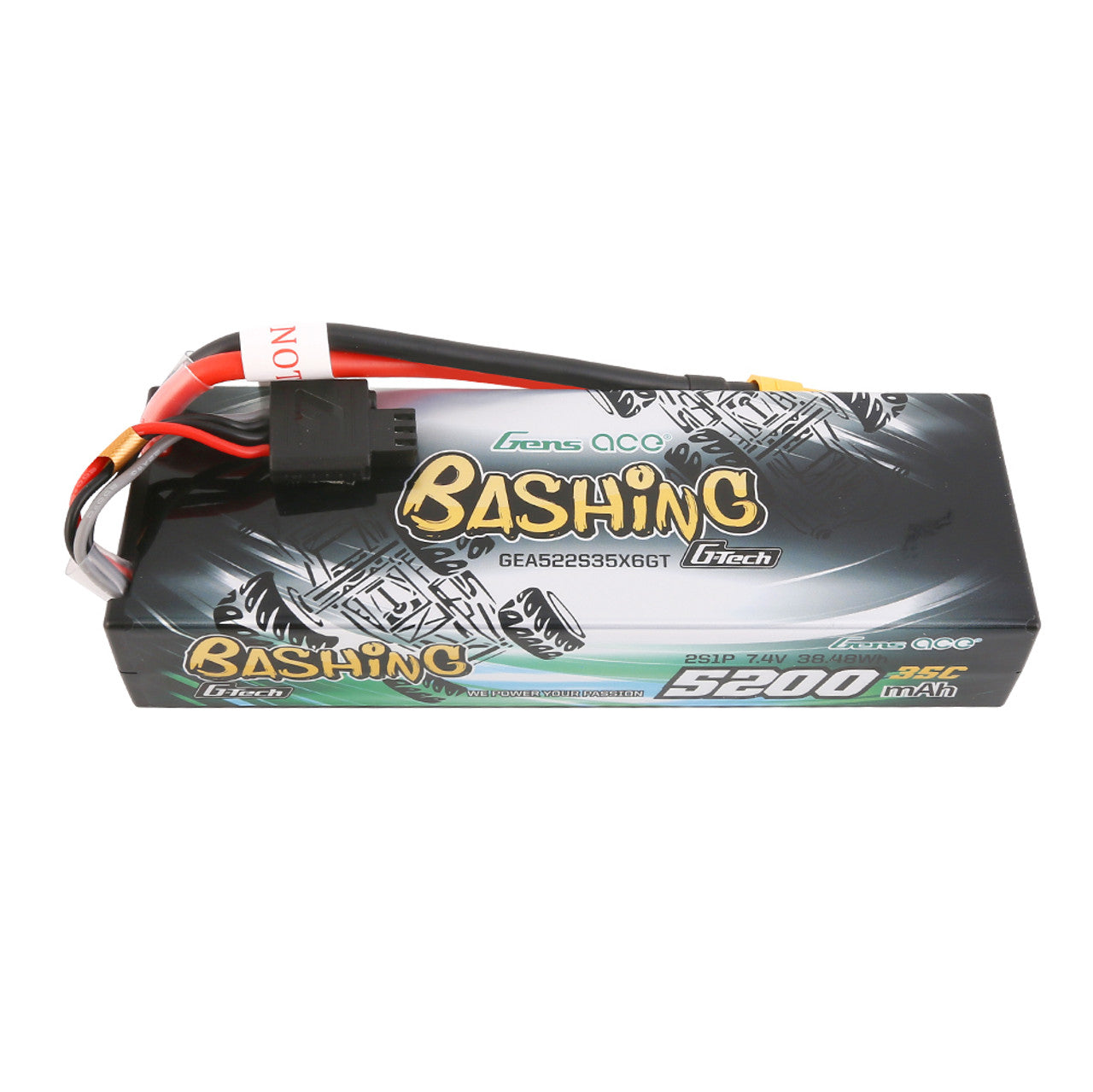 GEA522S35X6GT Gens ace 5200mAh 2S 35C 7.4V G-Tech Bashing Series Lipo Hardcase with XT60 Plug