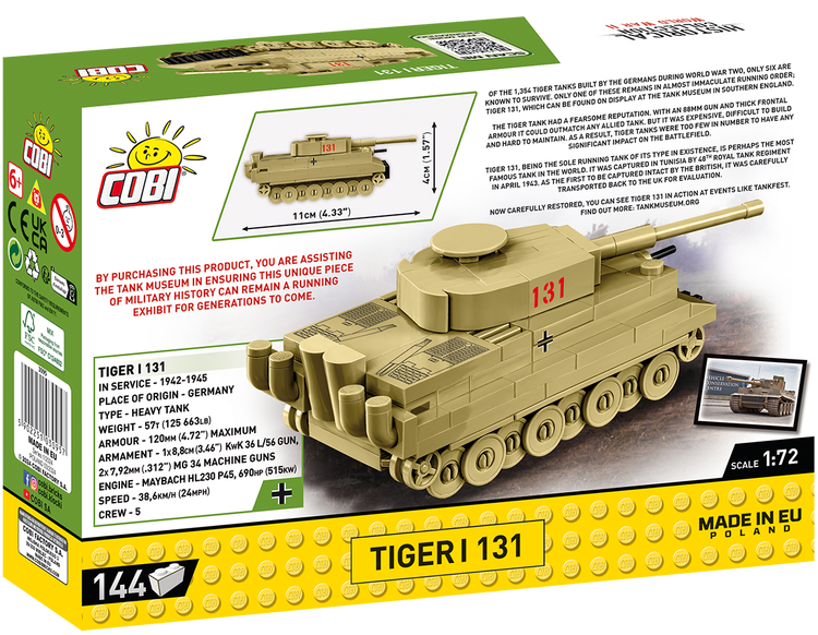 COBI- 3095 COBI Tiger I 131 Tank 1:72 Scale