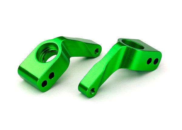 3652G  Stub axle carriers, Rustler®/Stampede®/Bandit (2), 6061-T6 aluminum (green-anodized)/ 5x11mm ball bearings (4)