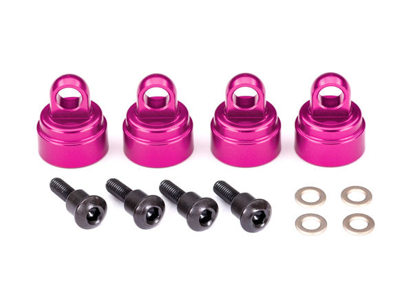 3767P Shock caps, aluminum (pink-anodized) (4) (fits all Ultra Shocks)