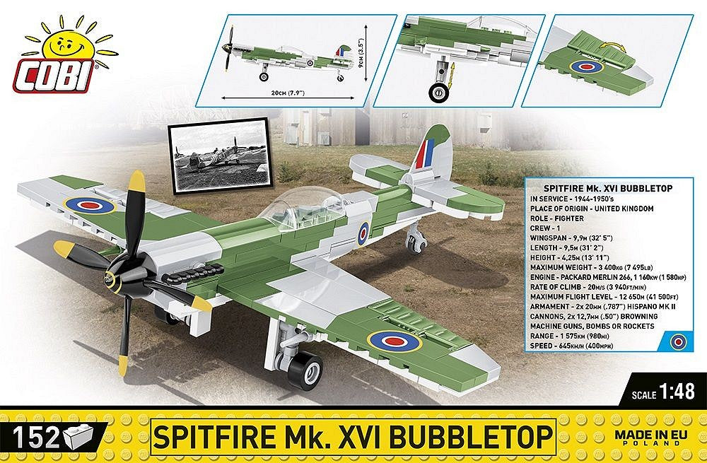 COBI-5865 COBI 152 PCS HC WWII /5865/ SUPERMARINE SPITFIRE MK.X