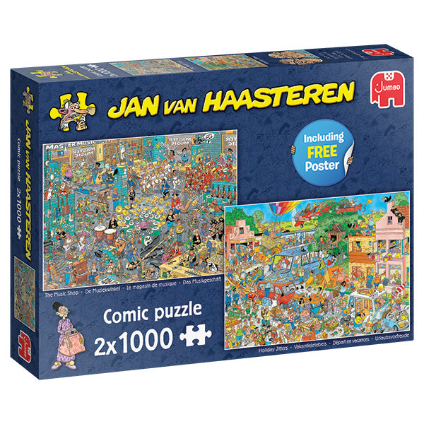 Music Shop & Holiday Jitters 2x1000-Piece Puzzles