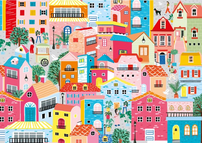 Colorful Houses 1000-Piece Puzzle