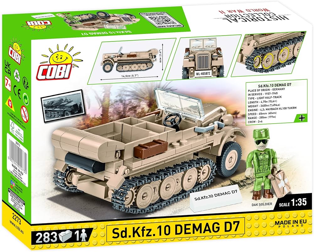 COBI-2273 COBI 283 pièces HC seconde guerre mondiale /2273/ SD.KFZ.10 DEMAG D7