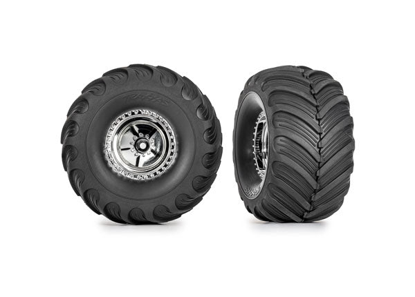 9867 Traxxas Tires & wheels (chrome 1.2" , Terra 3.0x1.0" ) (2)