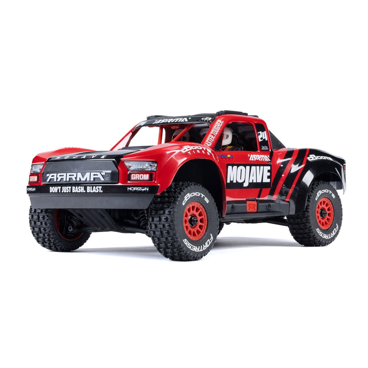ARA2104T1 MOJAVE GROM MEGA 380 Brushed 4X4 Small Scale Desert Truck RTR with Battery & Charger, Red/Black