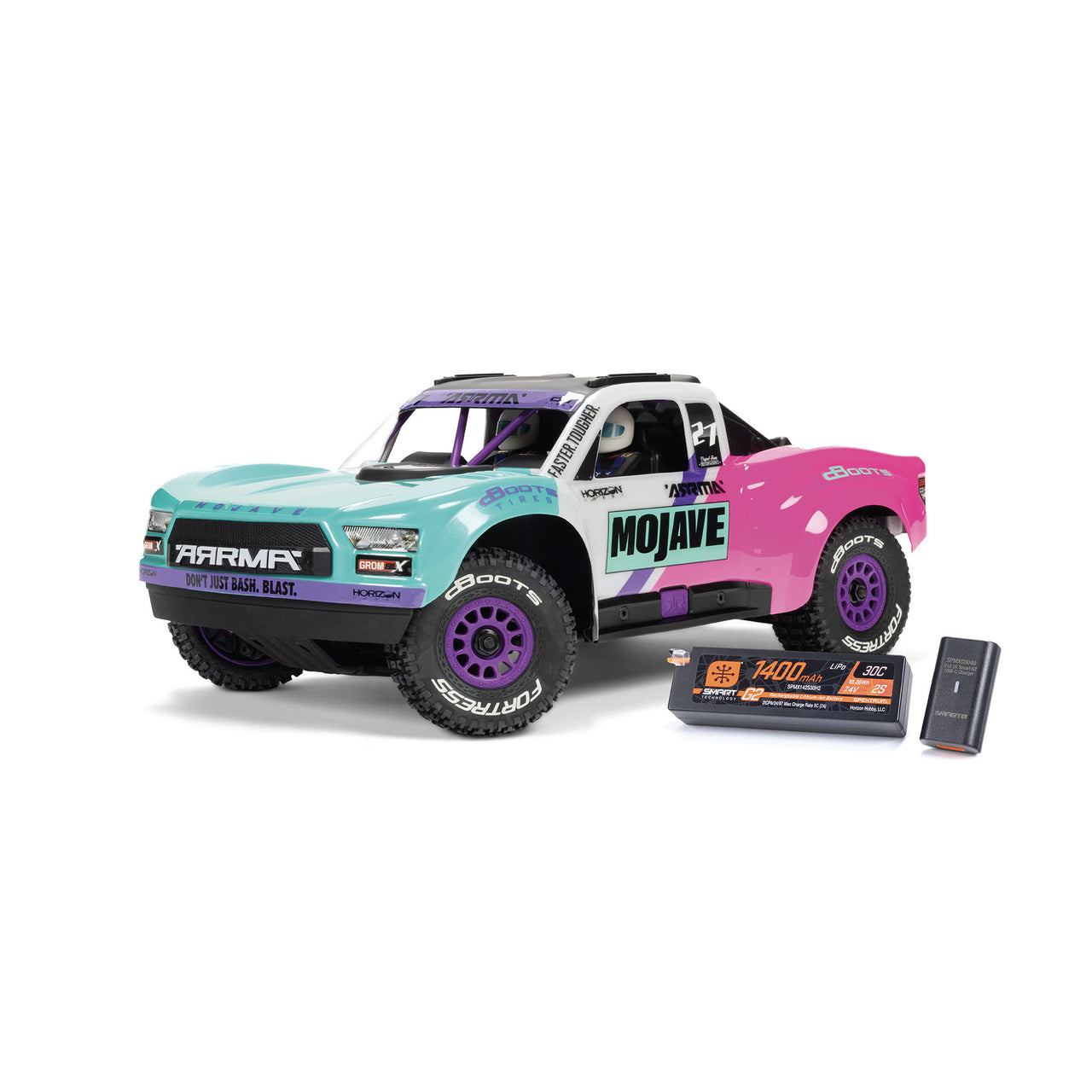 ARA2304ST1 MOJAVE GROM 223S BLX Brushless 4X4 Small Scale Desert Truck RTR with Battery & Charger, Teal