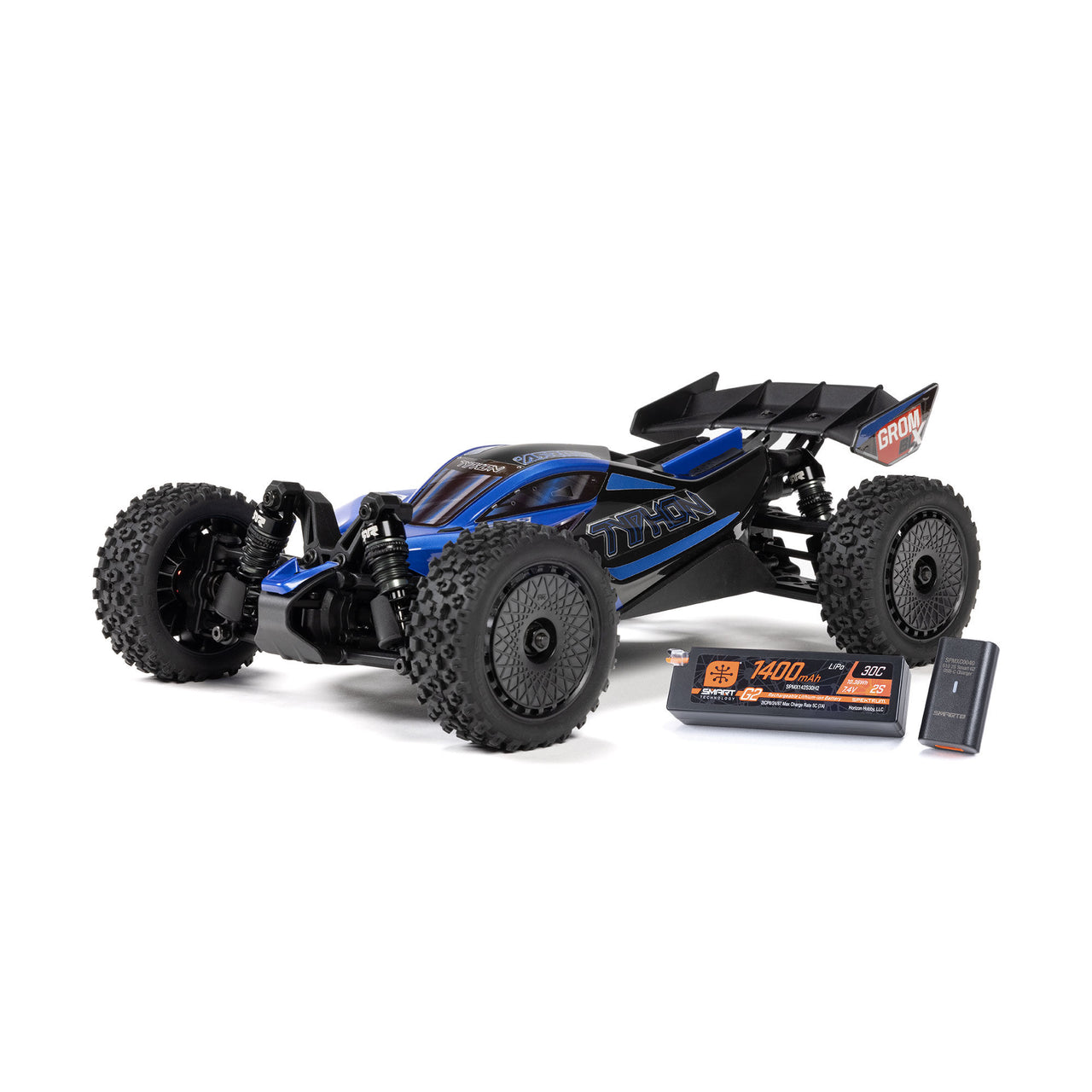 ARA2306ST2 TYPHON GROM 223S BLX Brushless 4X4 Small Scale Buggy RTR with Battery & Charger, Blue