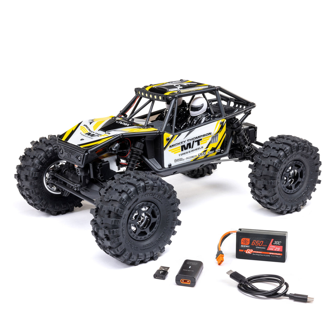 AXI-1750T2 1/18 UTB18 Capra 4WS 4WD Trail Buggy RTR with Battery & Charger, Yellow