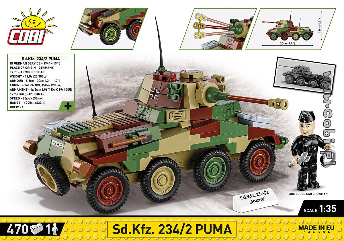 COBI-2287 COBI 470 PCS HC WWII/2287/ 'Sd.Kfz 234/2 PUMA