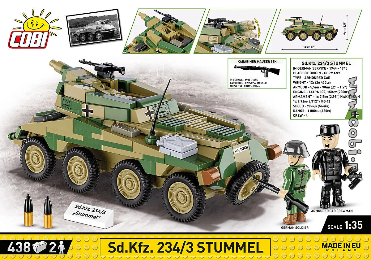 COBI-2288 COBI 439 pièces HC seconde guerre mondiale /2288/ SD.KFZ 234/3 STUMMEL