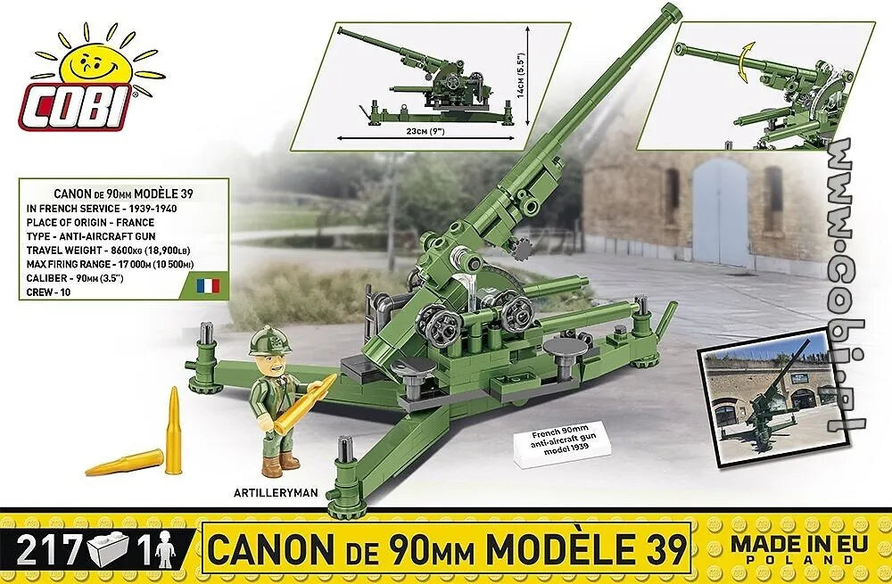 COBI-2294 COBI 217 PCS HC WWII /2294/ FRENCH 90MM ANTI-AIRCRAFT