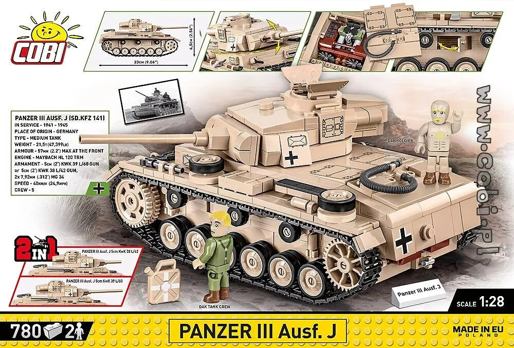 COBI-2562 COBI 780 pièces HC seconde guerre mondiale/2562/PANZER III AUSF.J &amp; FIELD atelier 