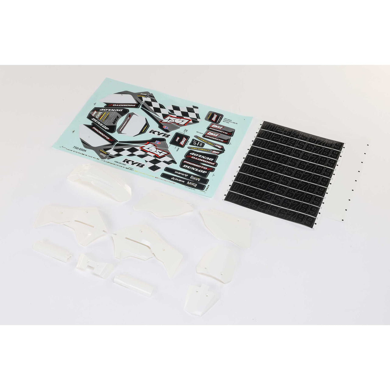 LOS260005 LOSI Plásticos Blancos con Wraps: Promoto-MX 