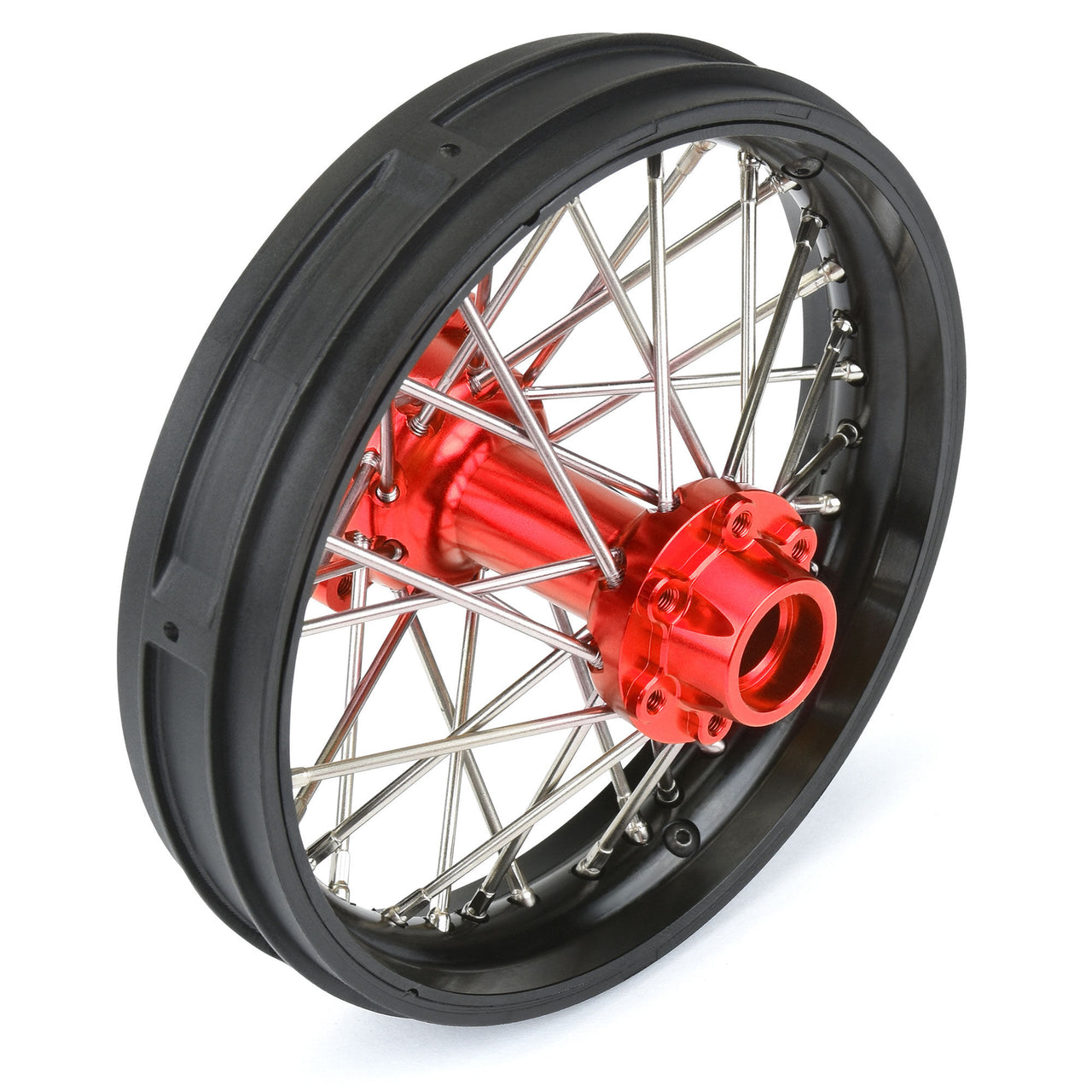 PRO283700T2 1/4 Pro-Spec Aluminum V2 Bead Rear Wheel Black/Red (1): Promoto-MX