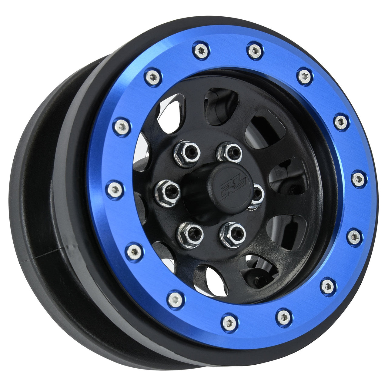 PRO283800 1/6 Steelies Stamped Steel 2.9" Dual Offset SCX6 Wheels Blue/Black