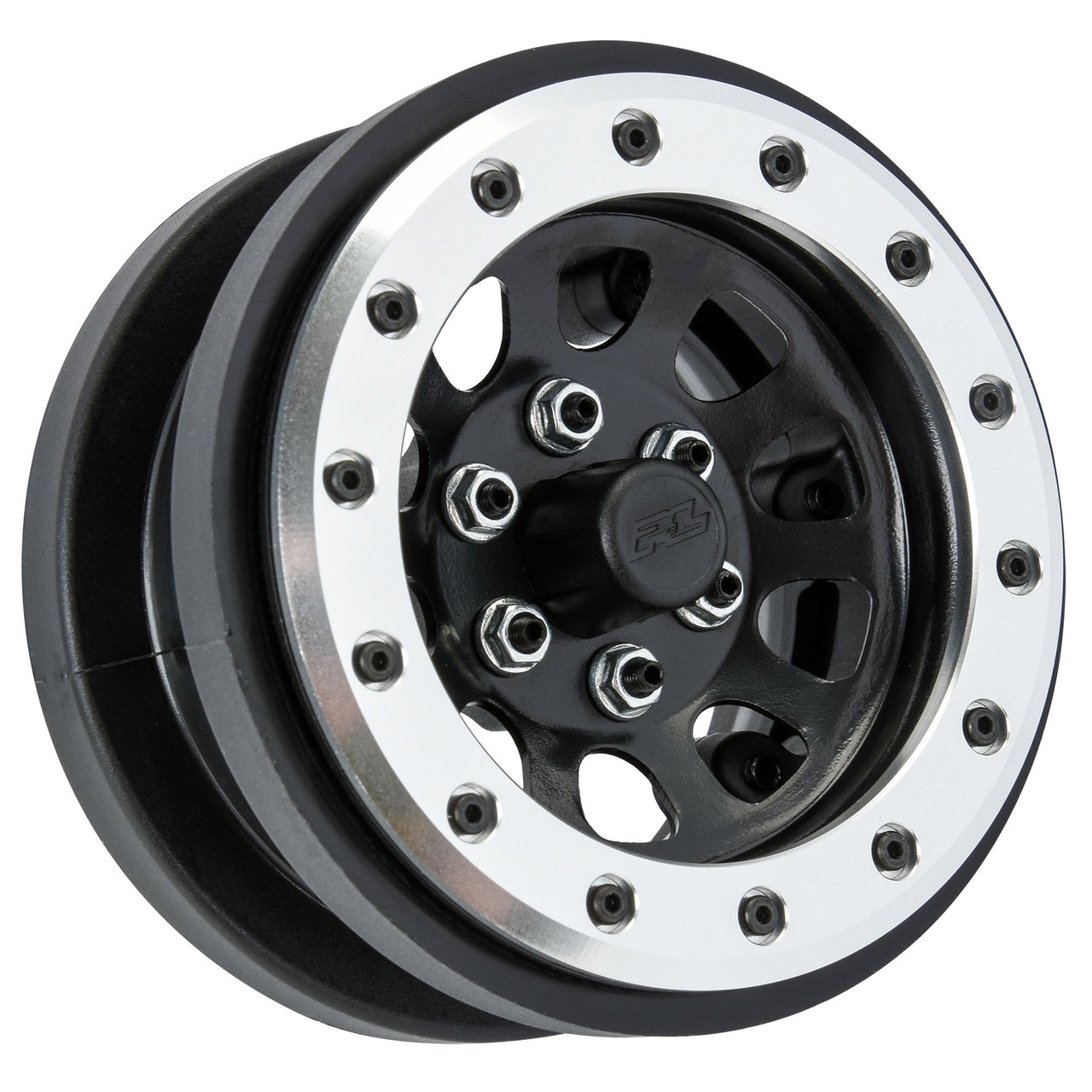 PRO283801 1/6 Steelies Stamped Steel 2.9" Dual Offset SCX6 Wheels Silver/Black