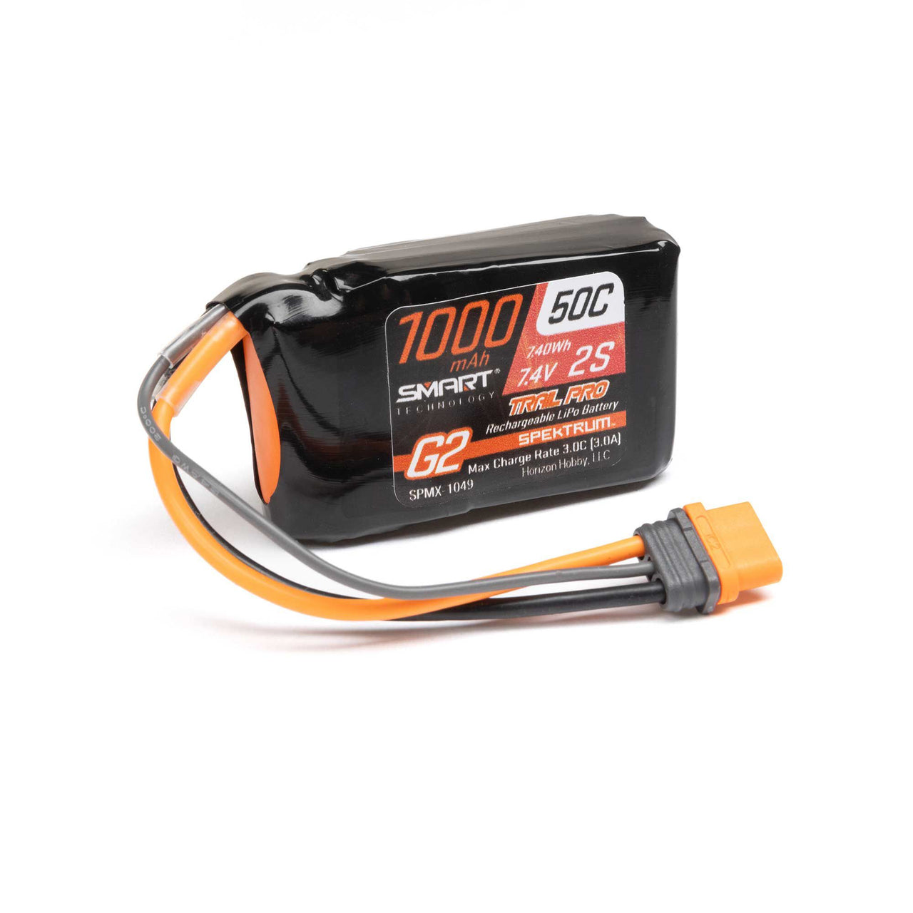 SPMX-1049 7.4V 1000mAh 2S 50C Smart G2 Trail Pro LiPo Battery: IC2