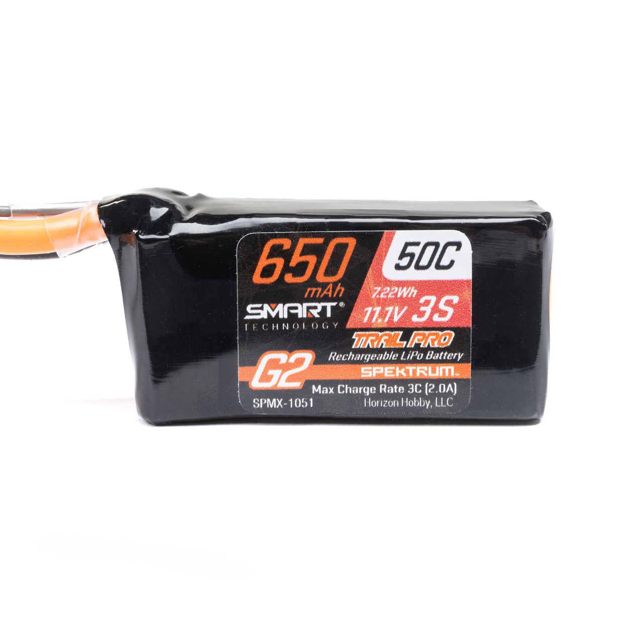 SPMX-1051 11.1V 650mAh 3S 50C Smart G2 Trail Pro LiPo Battery: IC2