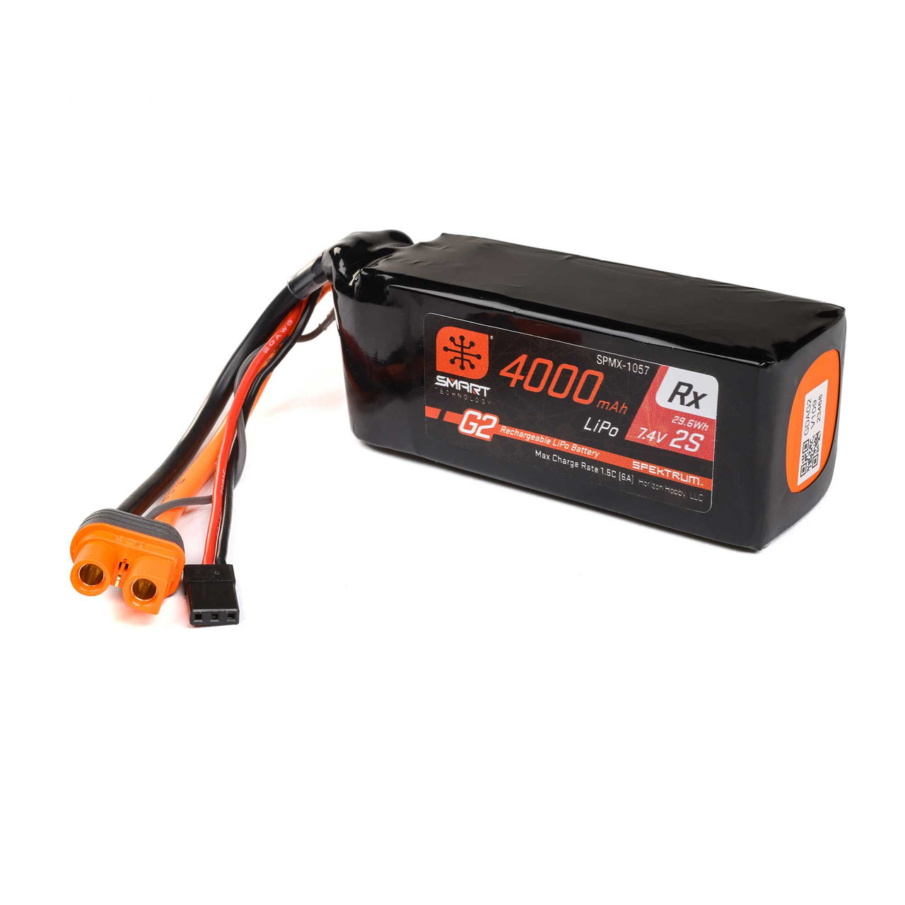 SPMX-1057 7.4V 4000mAh 2S 15C Smart G2 Receiver LiPo Battery: IC3