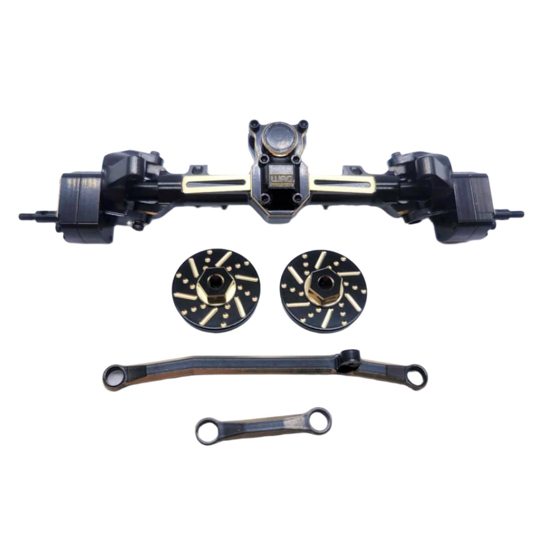 WAGAXL24BR Complete front and rear axles for SCX24 in Brass