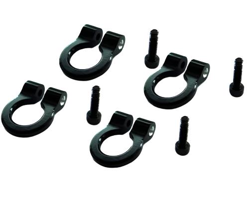 ACC80801 1:10 Scale Aluminum Black Tow Shackle D-Rings (4)