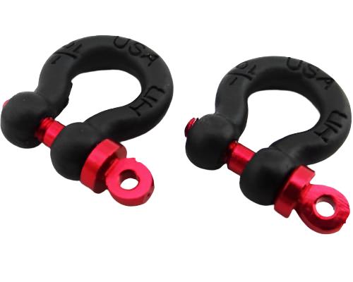 ACC808X01 1:10 Scale Aluminum Black Tow Shackle D-Rings (2)