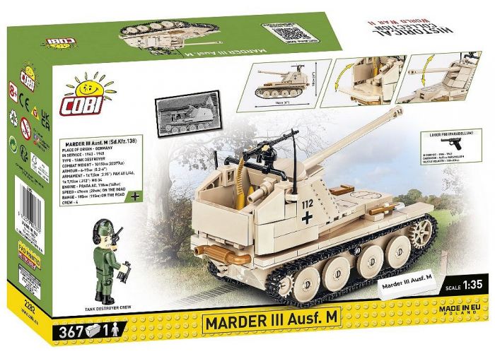 COBI-2282 COBI 367 pièces HC seconde guerre mondiale/2282/ MARDER III AUSF.M SD.KFZ