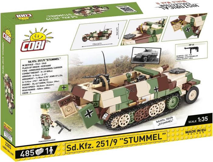 COBI-2283 COBI 485 PCS HC WWII /2283/ SD.KFZ.251/9 DEMI-TRUCK STUMMEL ***BOITE ENDOMMAGÉE***