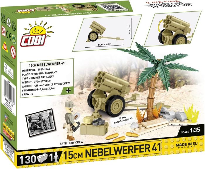 COBI-2291 COBI 130 PCS HC Segunda Guerra Mundial /2291/ 15CM NEBELWERFER 41 DAK 