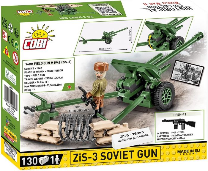 COBI-2293 COBI 130 PCS HC WWII /2293/ ZIS 3-76MM DIVISION GUN M1942