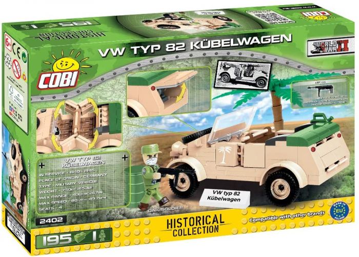 COBI-2402 COBI 195 PIÈCES COLLECTION HISTORIQUE SECONDE GUERRE MONDIALE /2402/ VW TYP 82 KUBELWAGEN