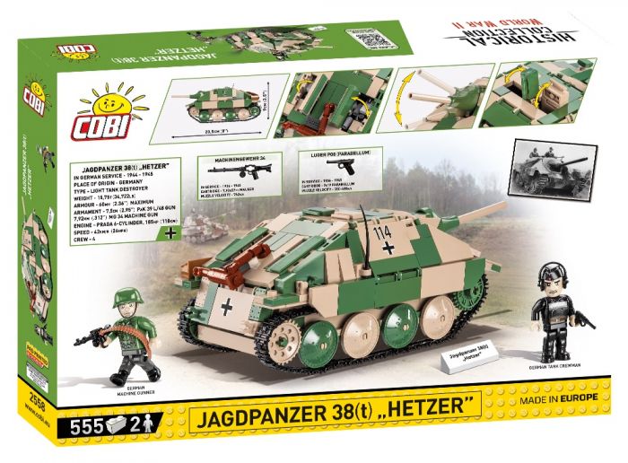 COBI-2558 COBI 522 pièces HC seconde guerre mondiale/2558/JAGDPANZER 38 (HETZER)