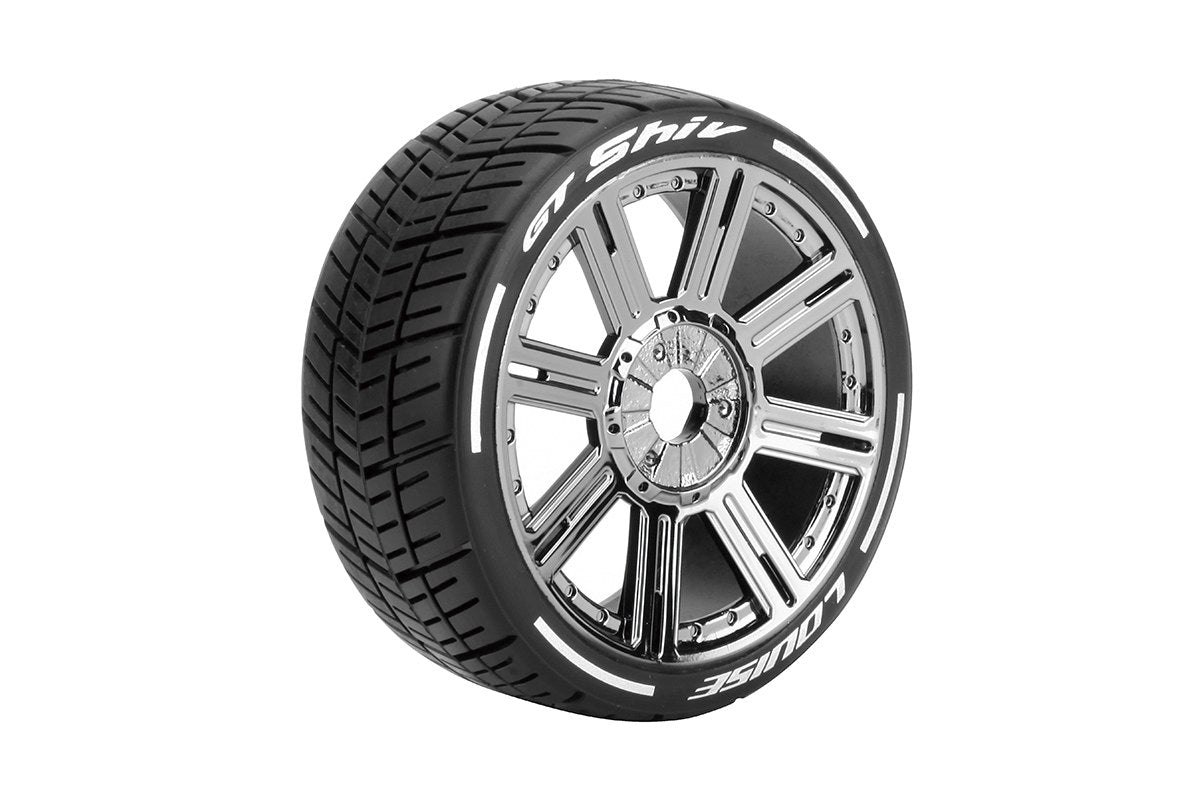 L-T3284VBC Louise Tires &amp; Wheels 1/8 GT-SHIV Rayons super doux/Chrome noir HEX 17 mm avec ceinture (MFT) (2)