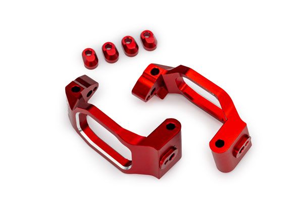 10232-RED Traxxas Caster blocks, alum w/ threadlock, left&right (4)(Red)