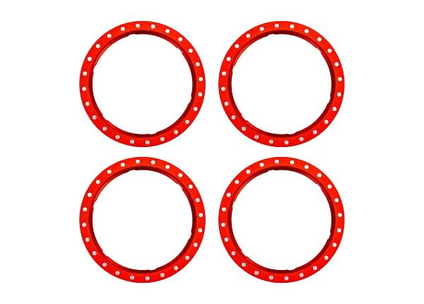 10276-RED Traxxas Beadlock rings, red (machined aluminum) (4)