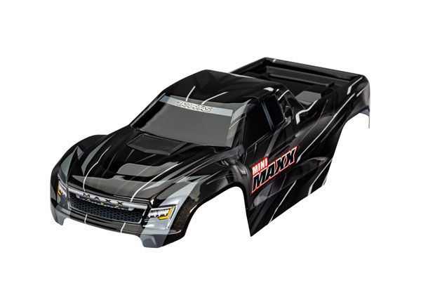 10711-BLK Traxxas Body, Mini Maxx, black (painted, decals applied)