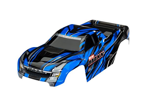 10711-BLUE Traxxas Body, Mini Maxx, blue (painted, decals applied)