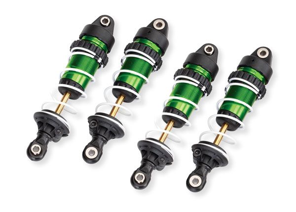 10765-GRN Traxxas Shocks, GTR long, green (assembled with springs) (4)